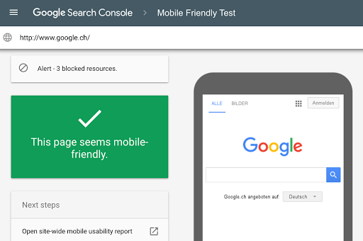 Google Mobile Friendly Test - Google Search Console